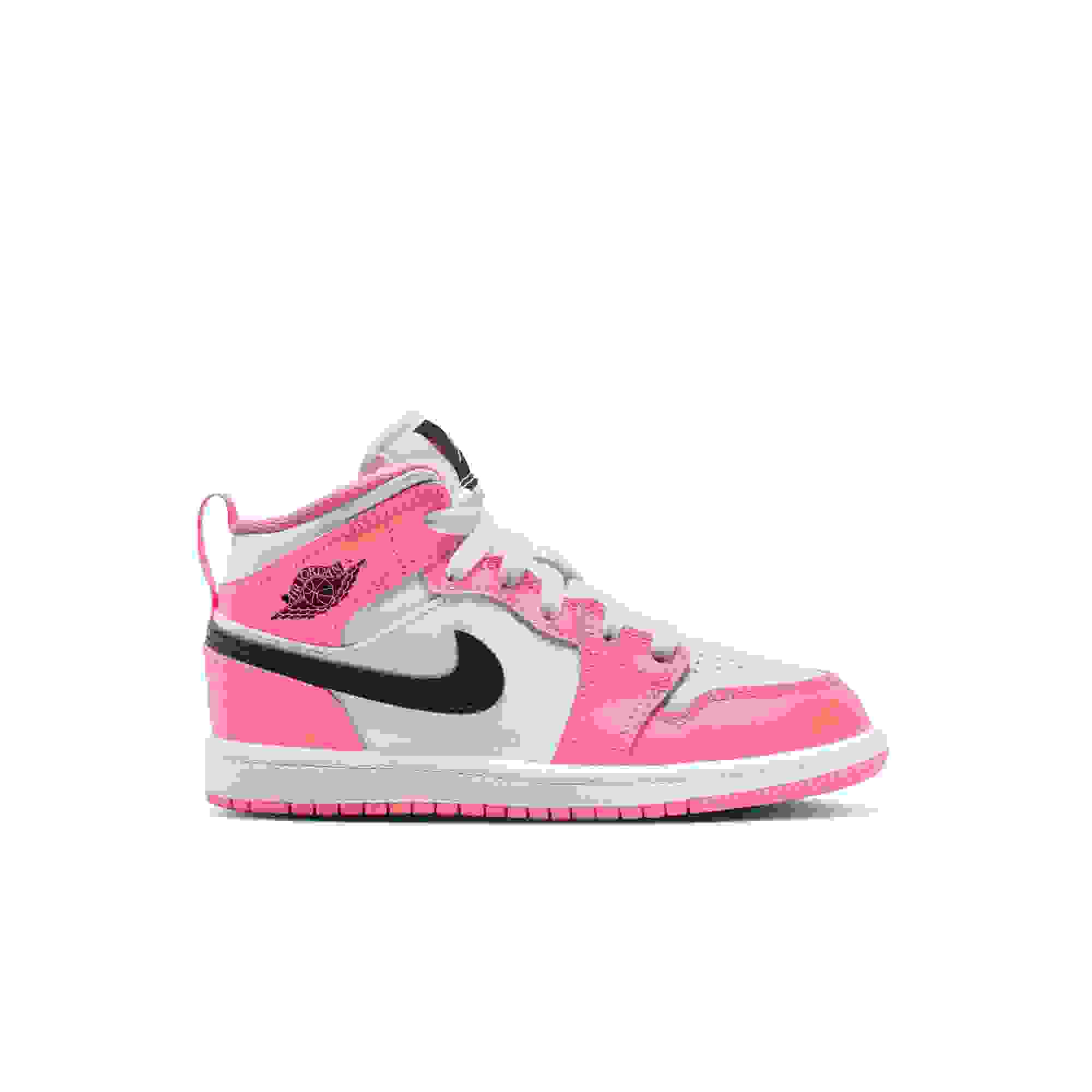 Jordan 1 Mid Preschool Girls' "Pink Gaze/Black/White" Shoe
